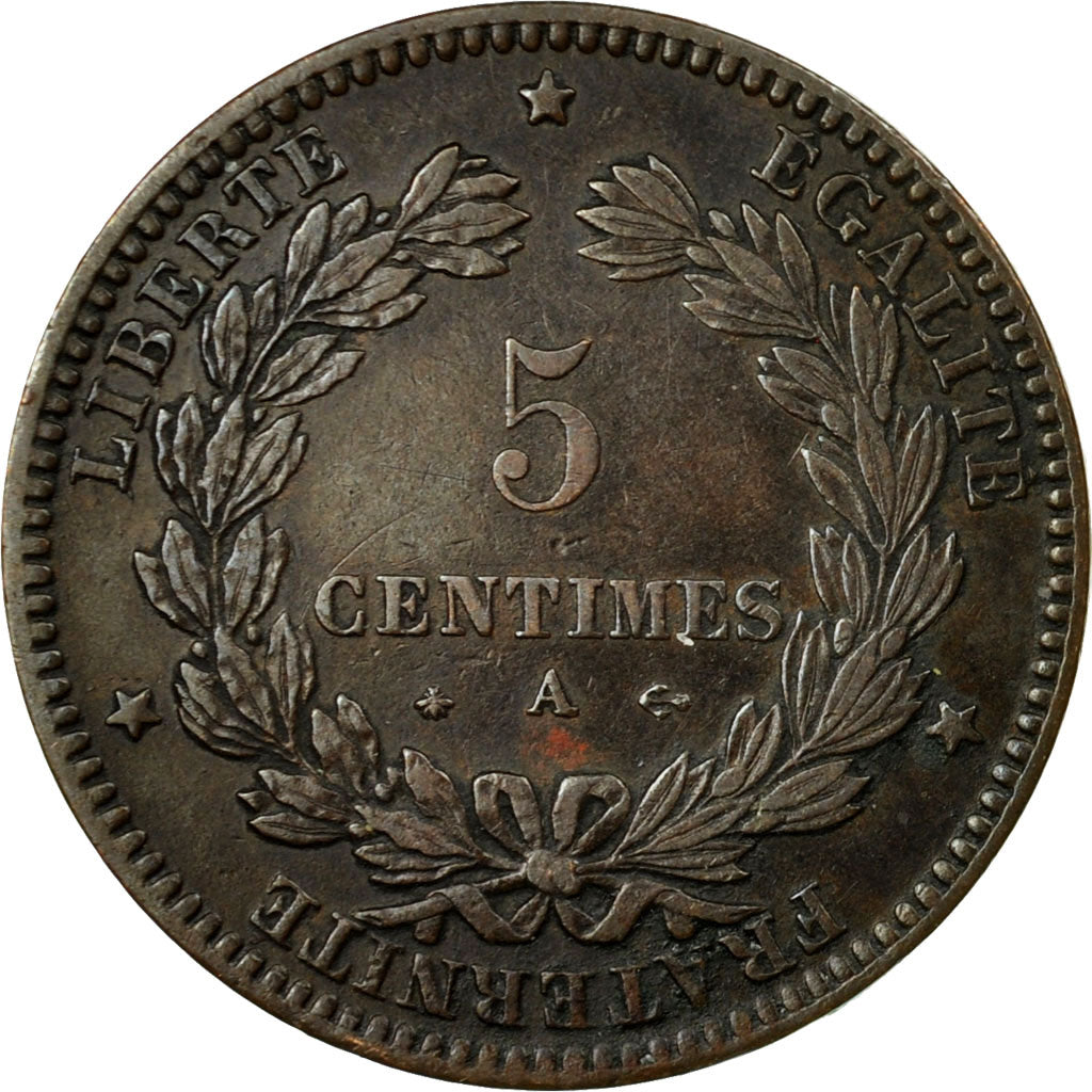 Moneda, Francia, Cérès, 5 Centimes, 1871, Paris, MBC, Bronce, KM:821.1