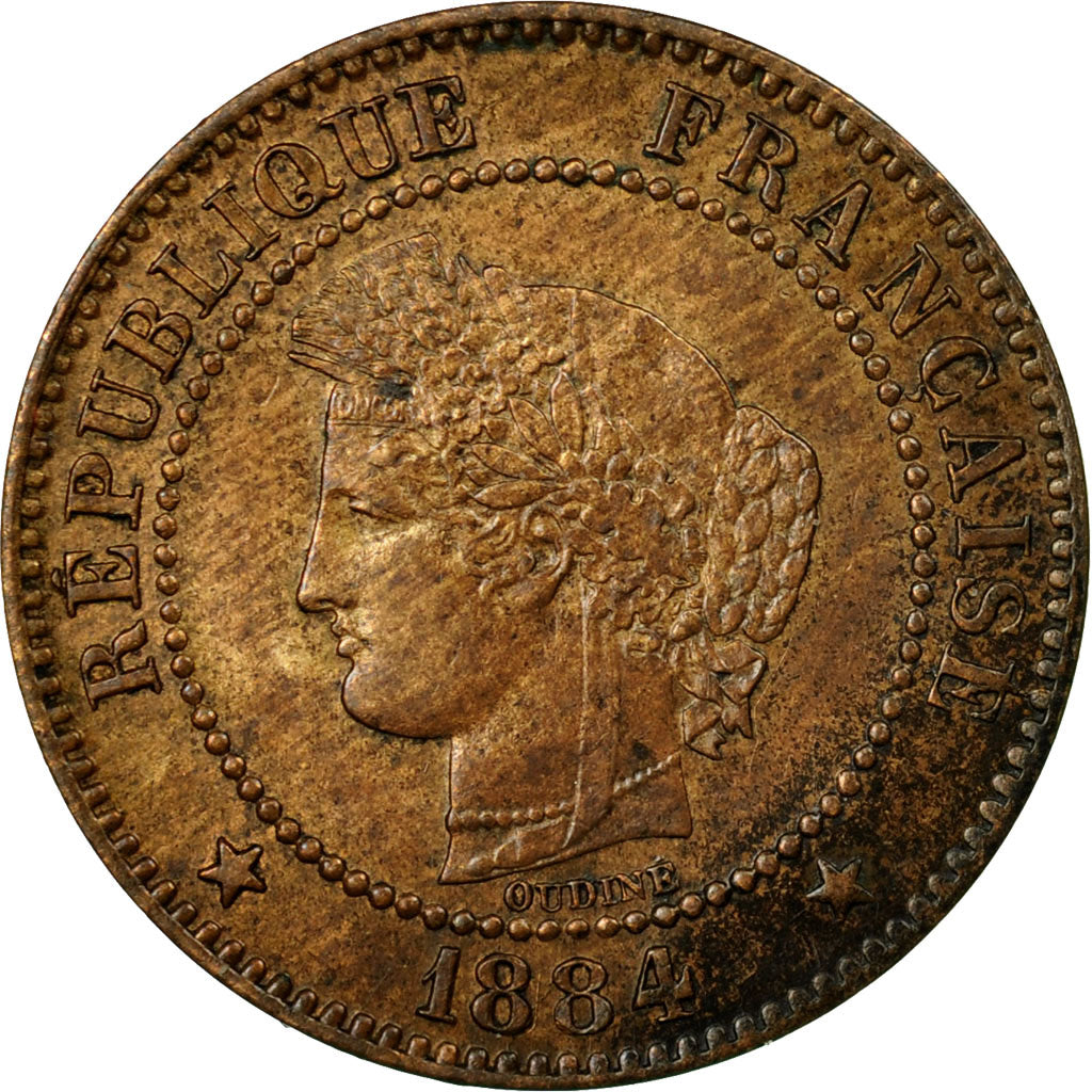Coin, France, Cérès, 2 Centimes, 1884, Paris, AU(50-53), Bronze, KM:827.1