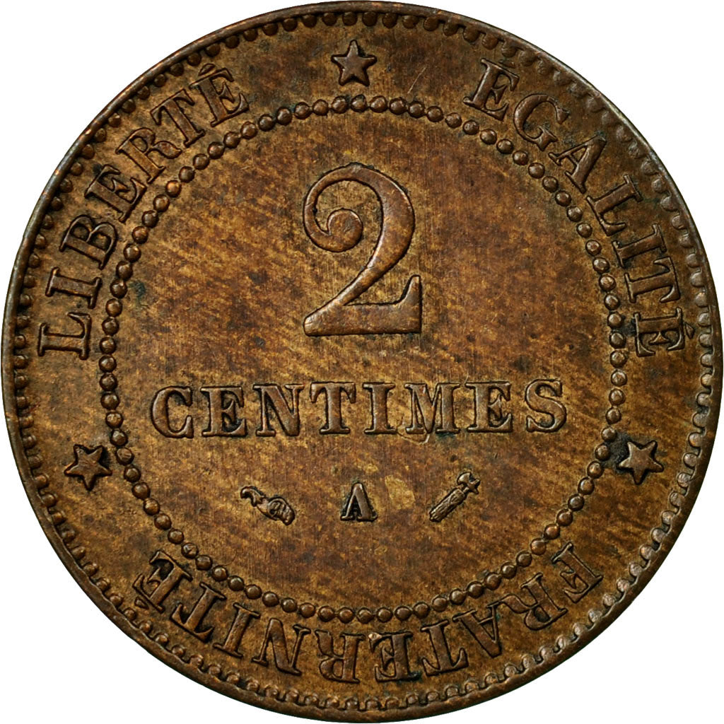 Coin, France, Cérès, 2 Centimes, 1884, Paris, AU(50-53), Bronze, KM:827.1