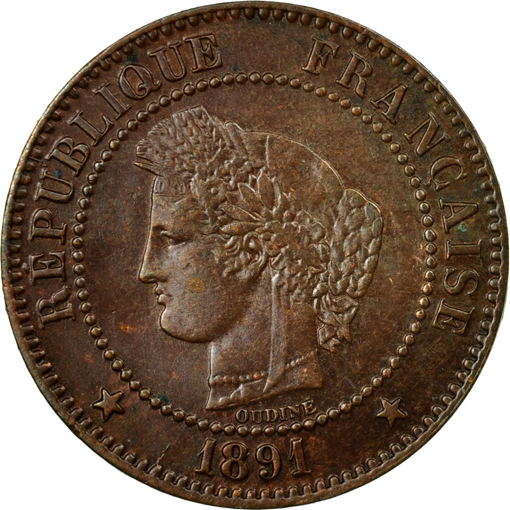 Coin, France, Cérès, 2 Centimes, 1891, Paris, AU(50-53), Bronze, KM:827.1