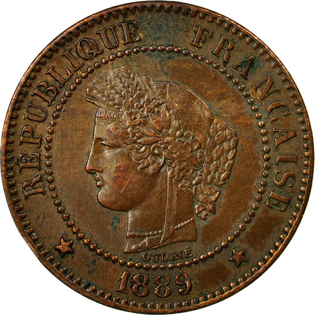 Coin, France, Cérès, 2 Centimes, 1889, Paris, EF(40-45), Bronze, KM:827.1
