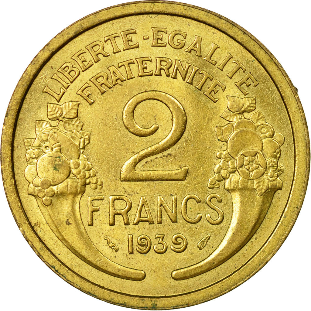 Moneda, Francia, Morlon, 2 Francs, 1939, EBC, Aluminio - bronce, KM:886