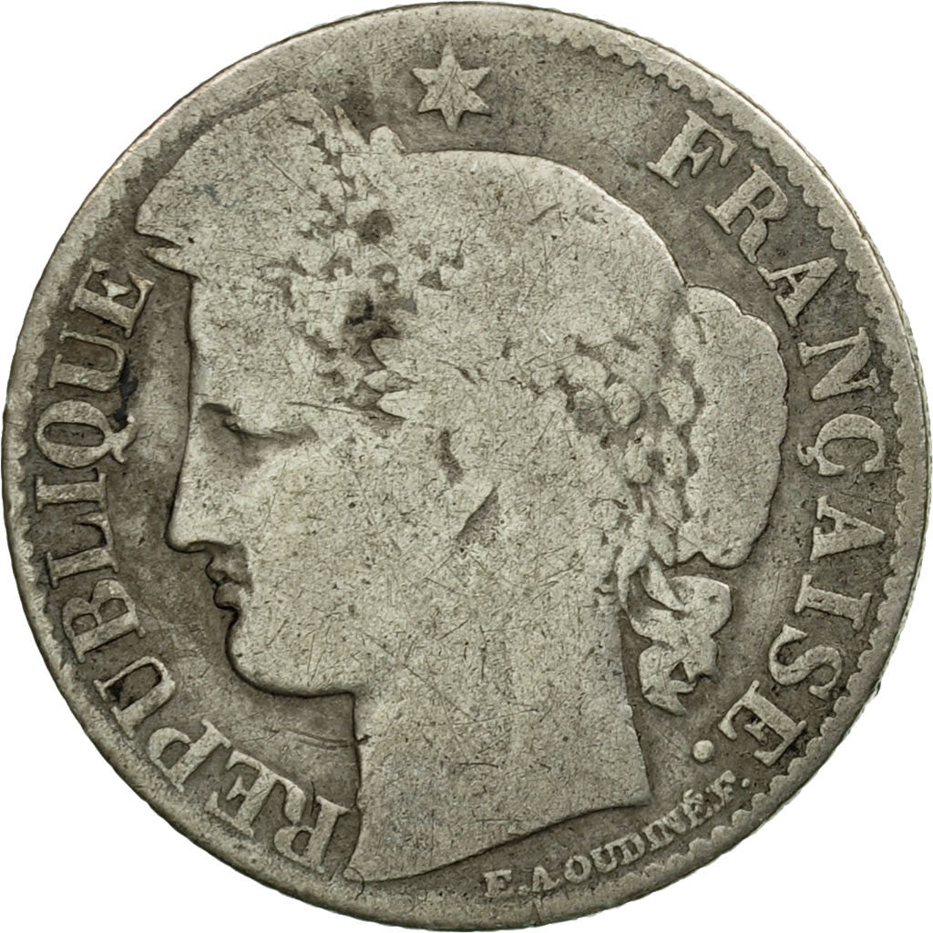 Coin, France, Cérès, 50 Centimes, 1872, Bordeaux, VF(20-25), Silver, KM:834.2