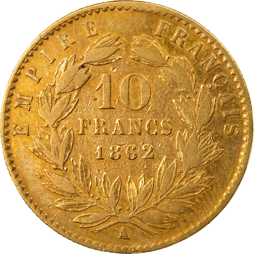 Coin, France, Napoleon III, 10 Francs, 1862, Paris, Gold, VF(30-35), KM 800.1