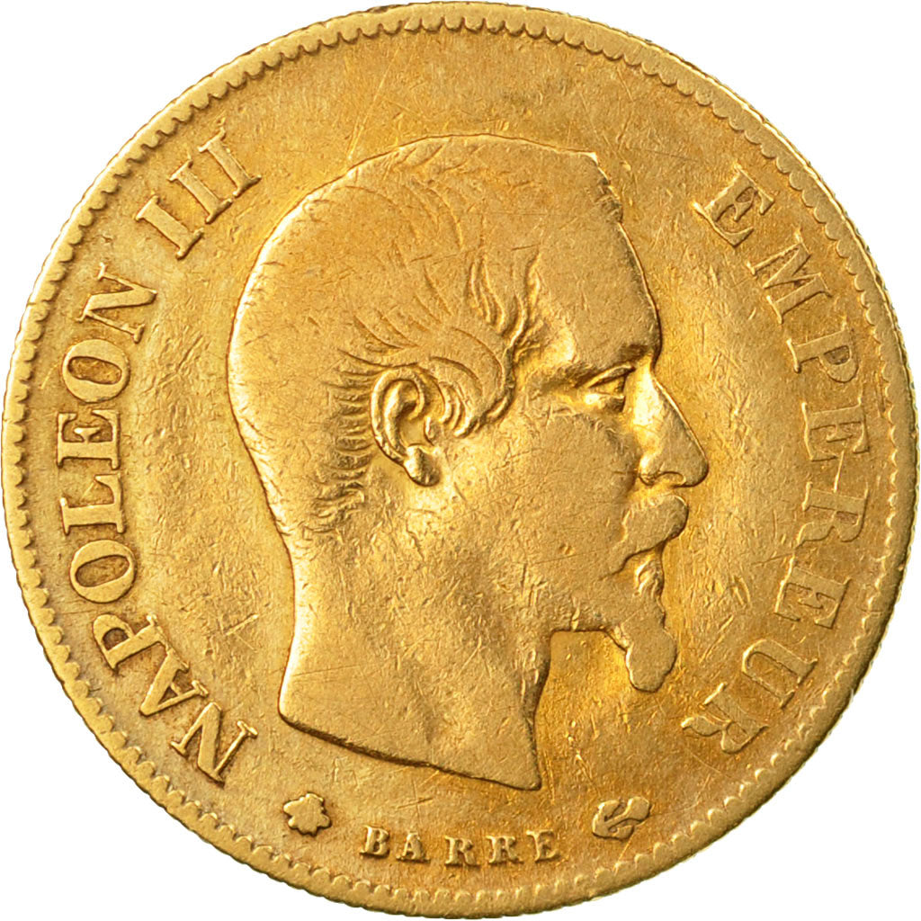 Coin, France, Napoleon III,10 Francs, 1860, Strasbourg, Gold, VF(30-35),KM 784.4