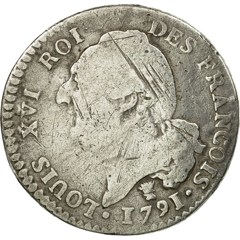 Monnaie, France, 15 sols françois,1791, Limoges, TB, Argent, KM 604.5, Gad 36