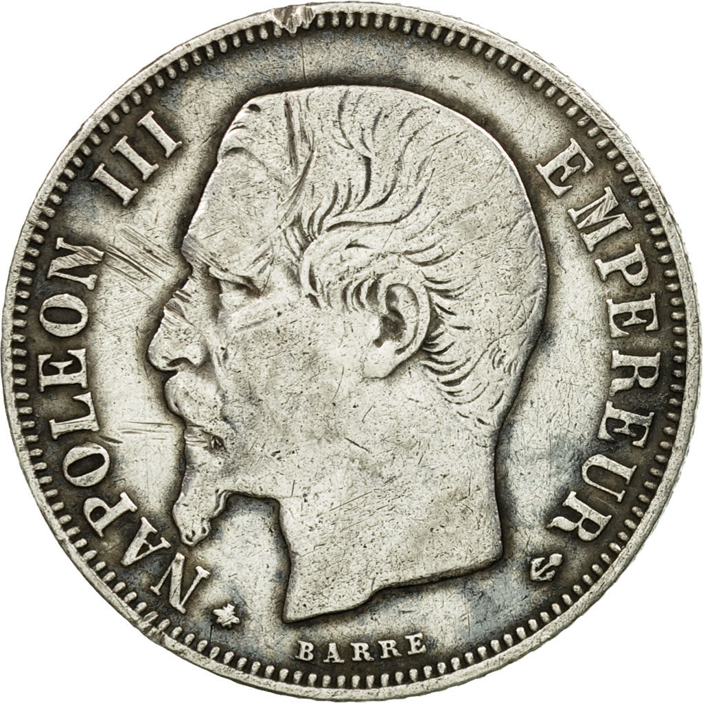 Coin, France, Napoleon III, Franc, 1856, Strasbourg, VF(30-35), KM 779.2