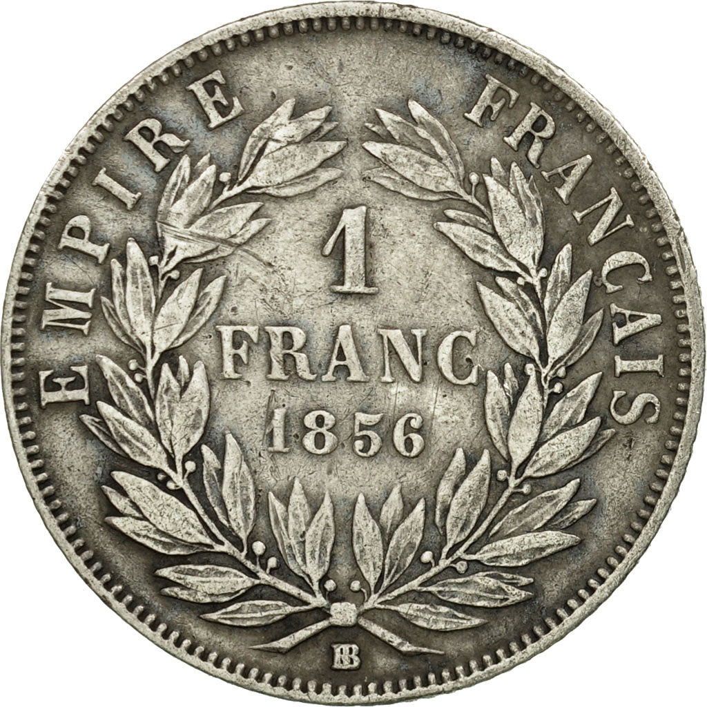 Coin, France, Napoleon III, Franc, 1856, Strasbourg, VF(30-35), KM 779.2