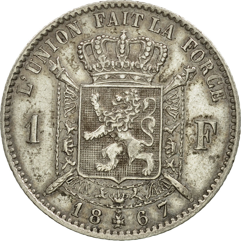 Coin, Belgium, Leopold II, Franc, 1867, EF(40-45), Silver, KM:28.1