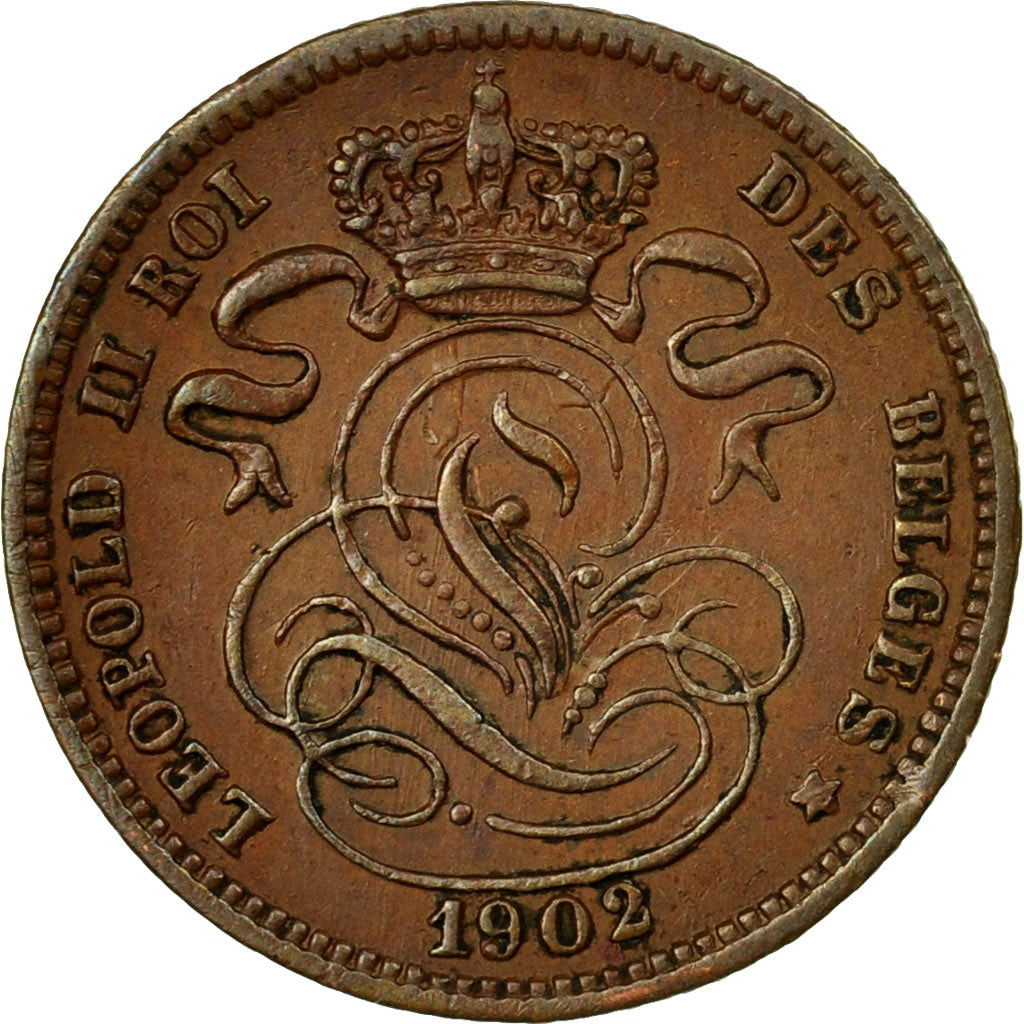 Coin, Belgium, Leopold II, Centime, 1902, AU(55-58), Copper, KM:33.3