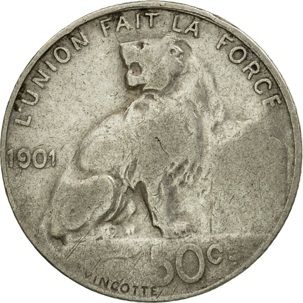 Münze, Belgien, Léopold II, 50 Centimes, 1901, S+, Silber, KM:50