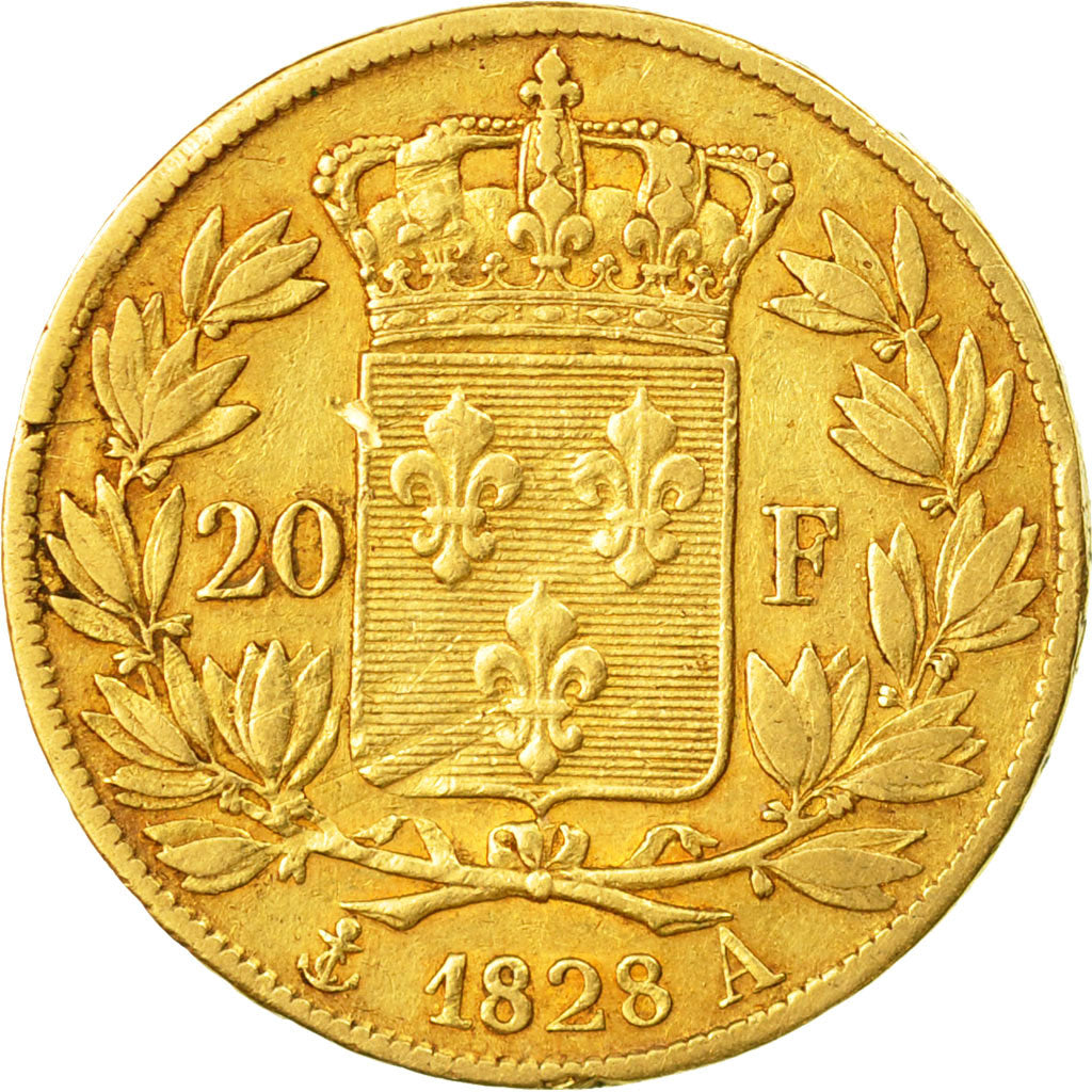 Munten, Frankrijk, Charles X, 20 Francs, 1828, Paris, ZF, Goud, KM:726.1