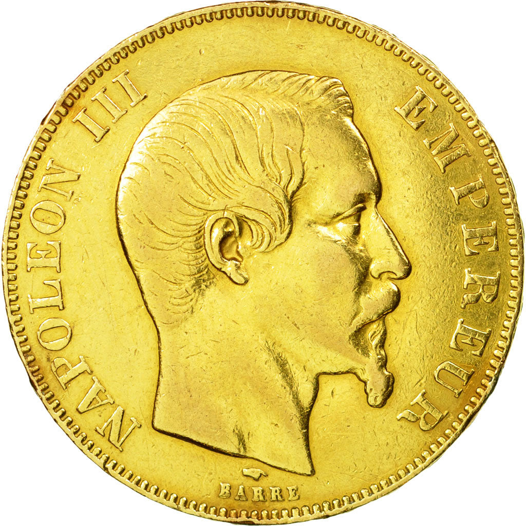 Moneda, Francia, Napoleon III, N50 Francs, 1859, Paris, MBC, Oro, KM 785.1