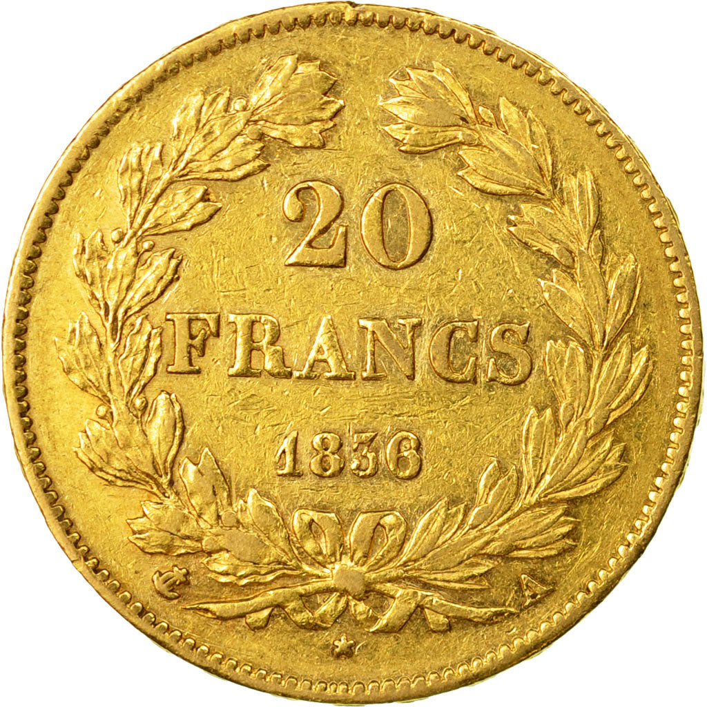 Monnaie,France,Louis-Philippe,20 Francs,1836,Paris,TTB+,Or,Gadoury:1031,KM 1031