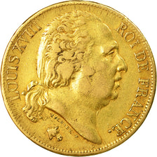 Coin, France, Louis XVIII, 20 Francs, 1824, Paris, EF(40-45), Gold, KM 712.1