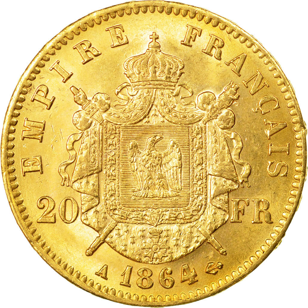 Münze, Frankreich, Napoleon III, 20 Francs, 1864, Paris, VZ, Gold, KM 801.1