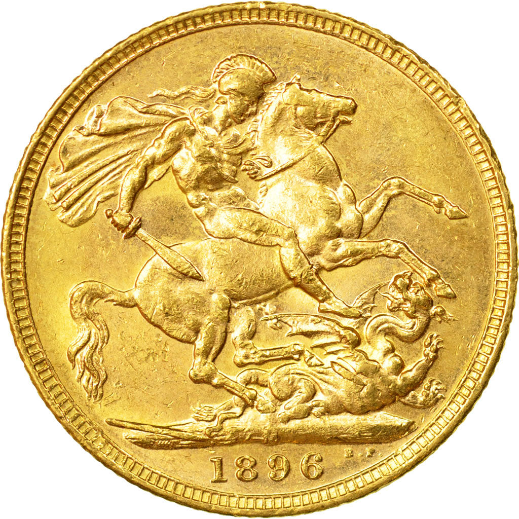 Coin, Great Britain, Victoria, Sovereign, 1896, AU(55-58), Gold, KM:785