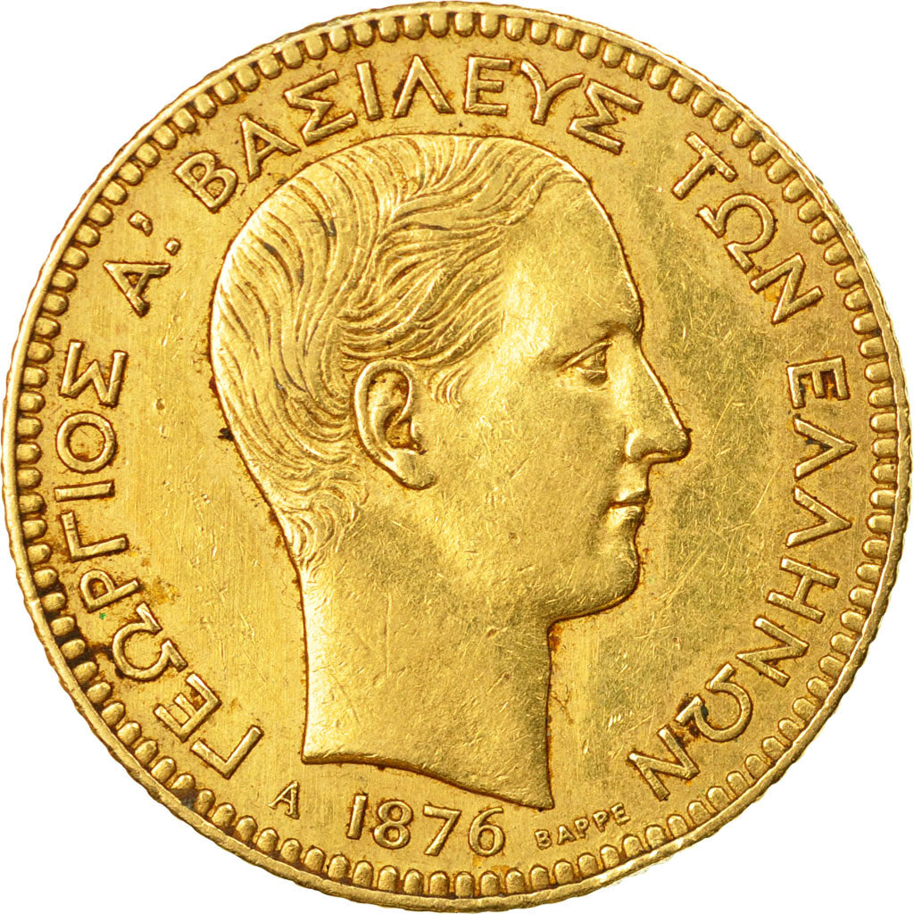 Coin, Greece, George I, 20 Drachmai, 1876, Paris, AU(50-53), Gold, KM:49