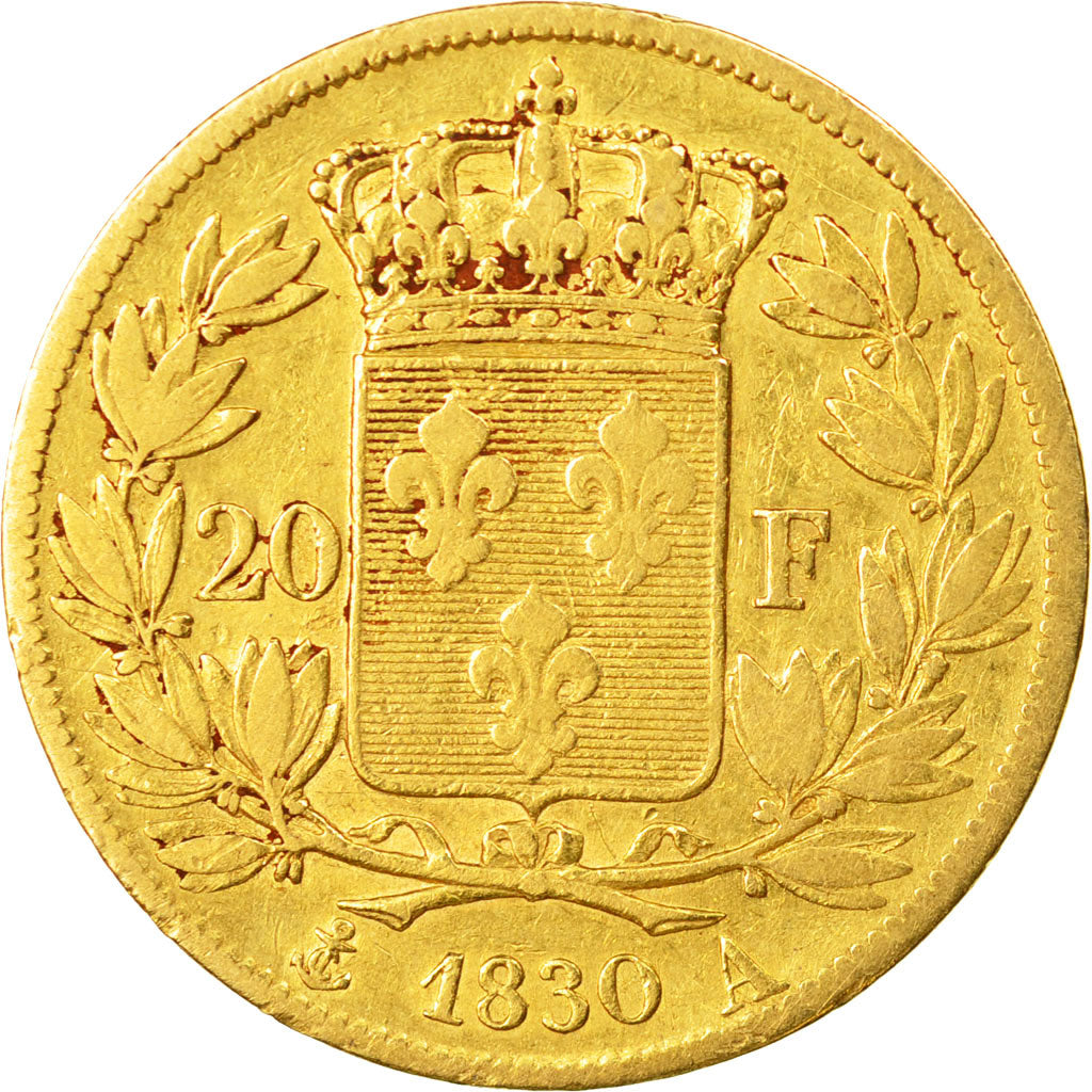 Coin, France, Charles X, 20 Francs, 1830, Paris, VF(30-35), Gold, KM:726.1
