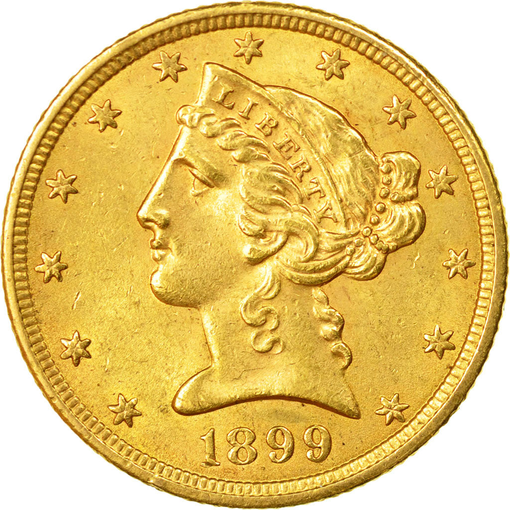 Moneda, Estados Unidos, Coronet Head, $5,1899, Philadelphia, MBC+, KM 101