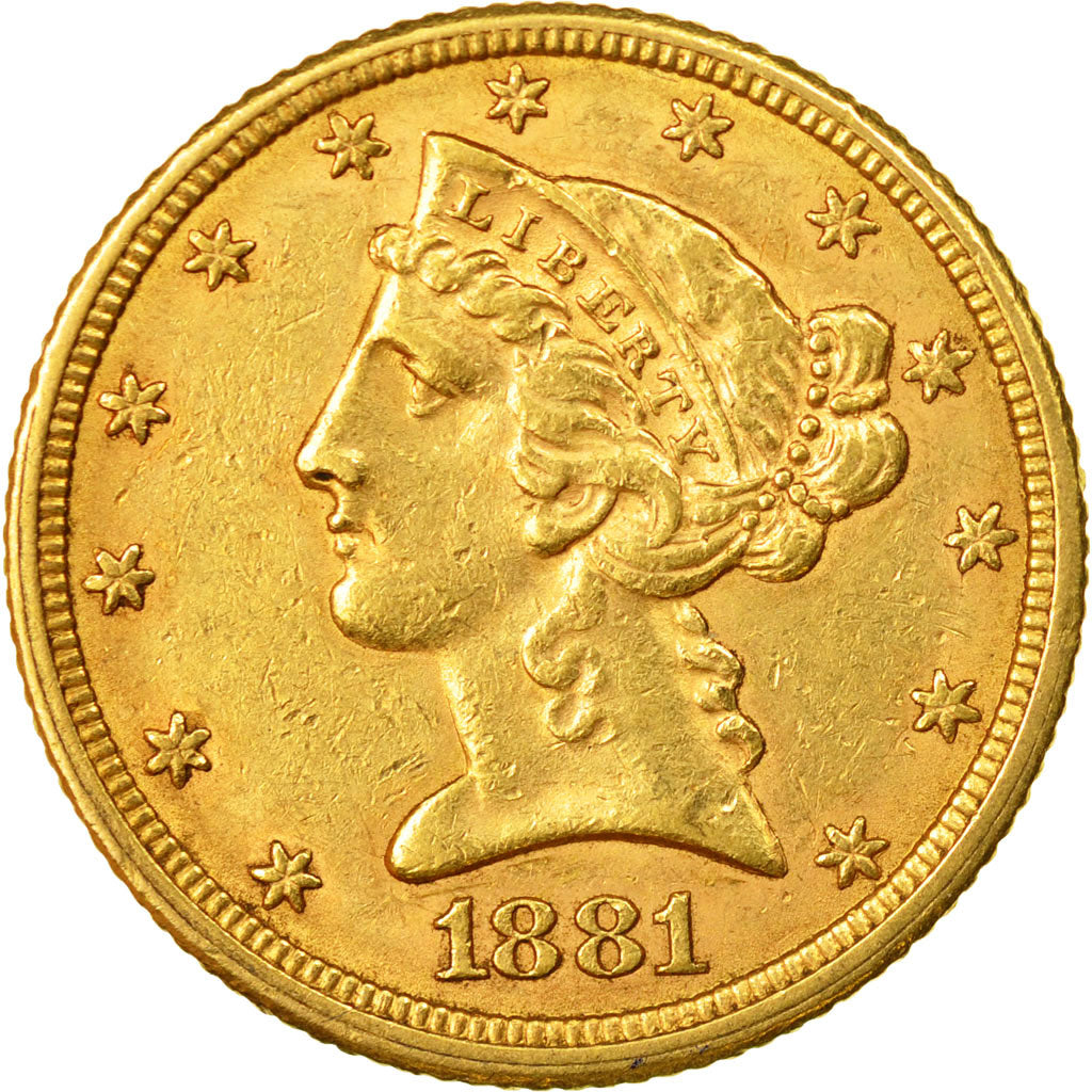 Coin, United States, Coronet Head, $5,1881, Philadelphie,EF(50-53)),Gold, KM 101