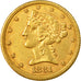 Coin, United States, Coronet Head, $5,1881, Philadelphie,EF(50-53)),Gold, KM 101