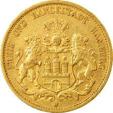 Coin, German States, HAMBURG, 20 Mark, 1877, Hamburg, AU(50-53), Gold, KM:602
