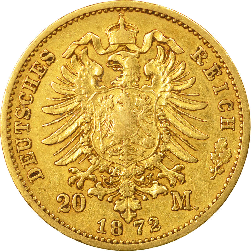 Munten, Duitse staten, WURTTEMBERG, Karl I,20 Mark,1872,Freudenstadt, ZF+,KM 622