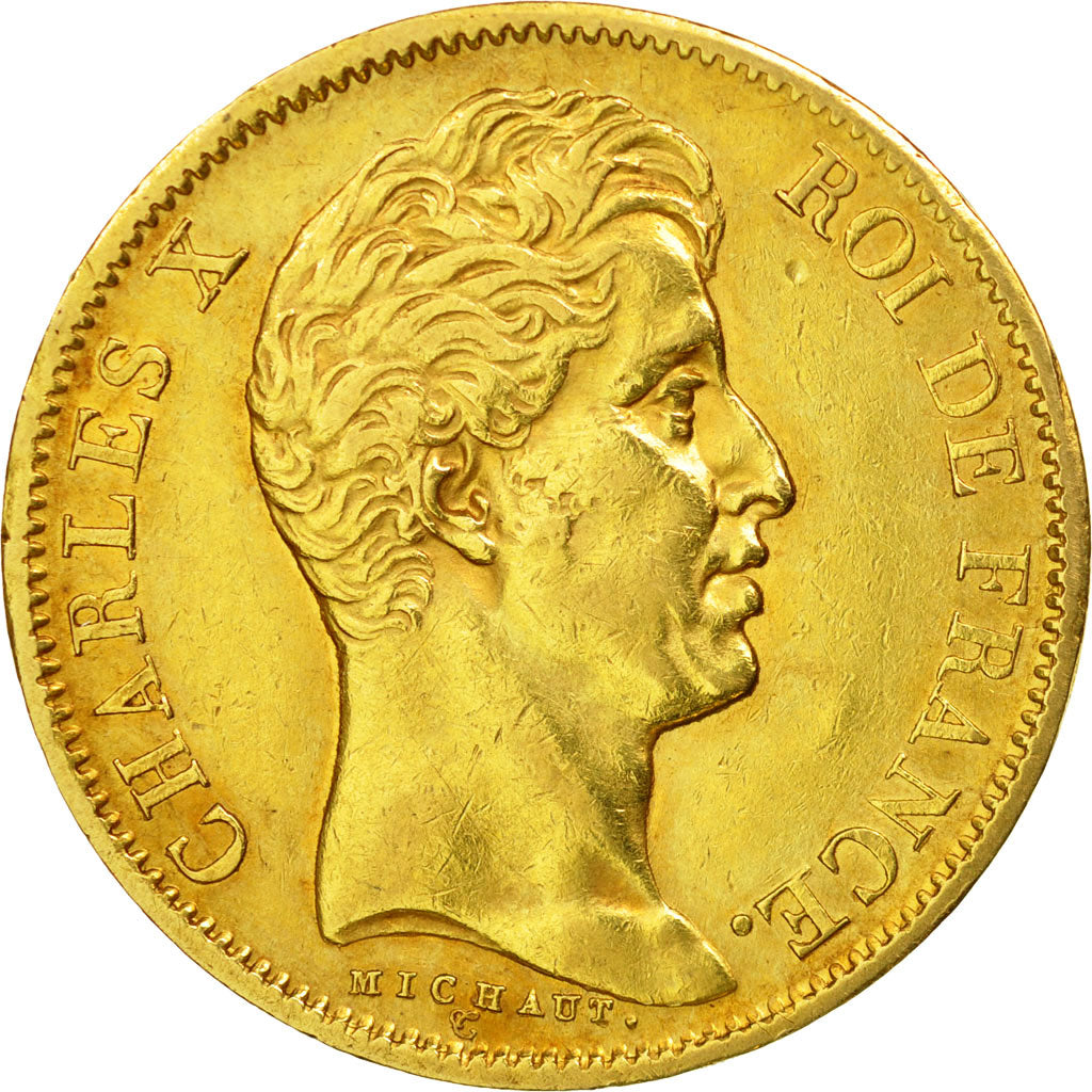 Moneta, Francia, Charles X, 40 Francs, 1828, Paris, BB, Oro, KM:721.1