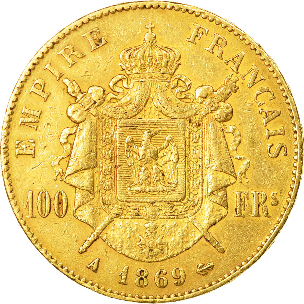 Coin, France, Napoleon III, 100 Francs, 1869, Paris, VF(20-25), Gold, KM 802.1