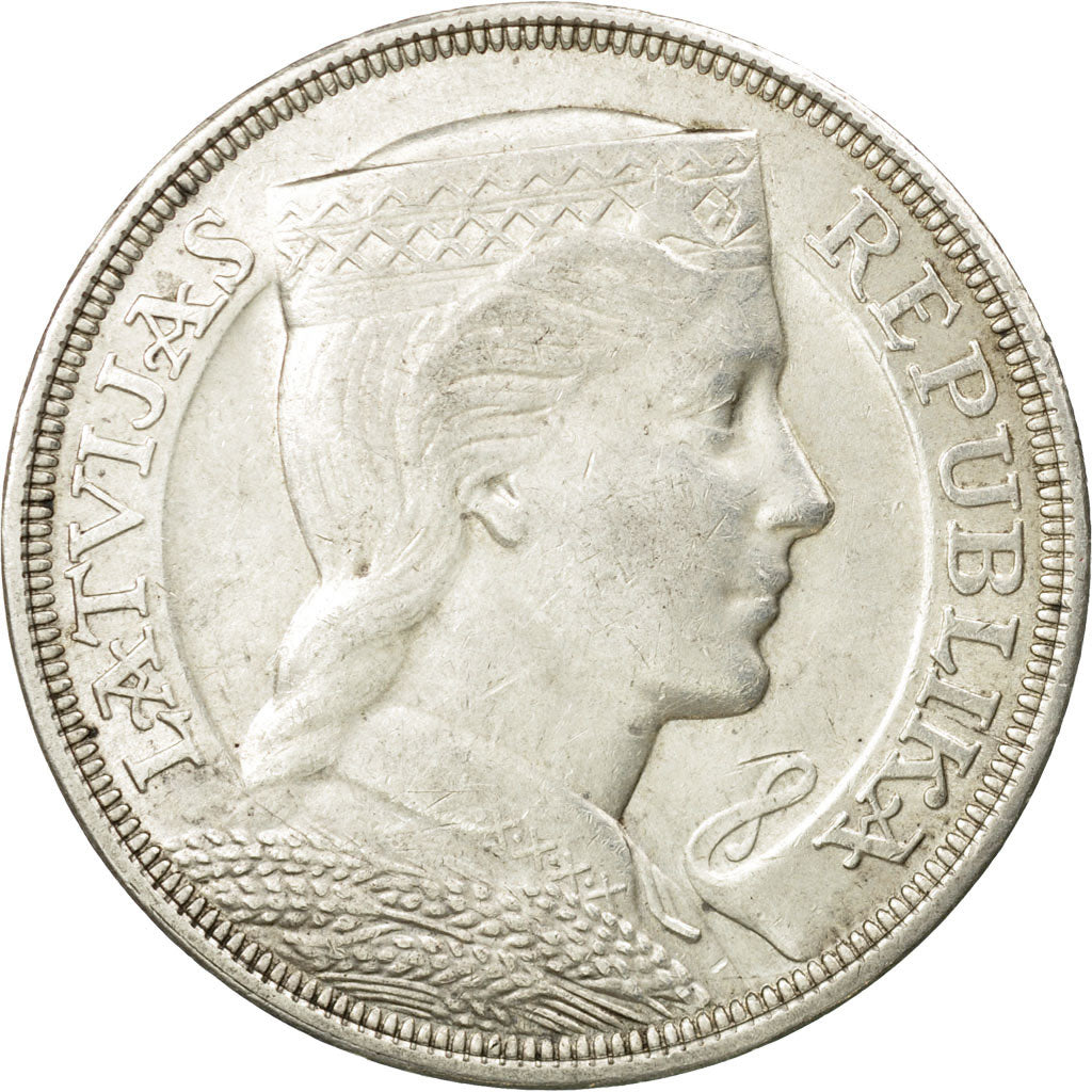 Coin, Latvia, 5 Lati, 1929, AU(50-53), Silver, KM:9