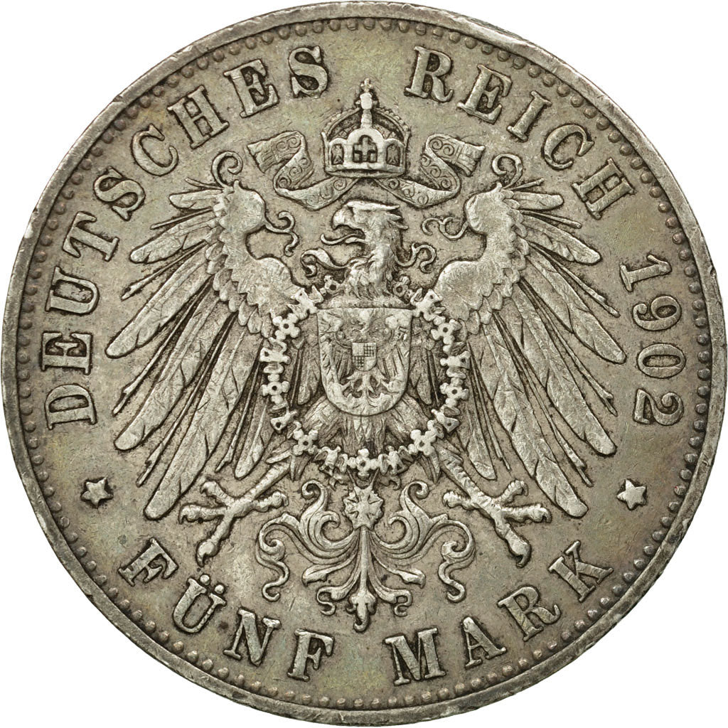 Coin,German States,WURTTEMBERG,Wilhelm II,5 Mark,1902,Freudenstadt,EF(40-45)
