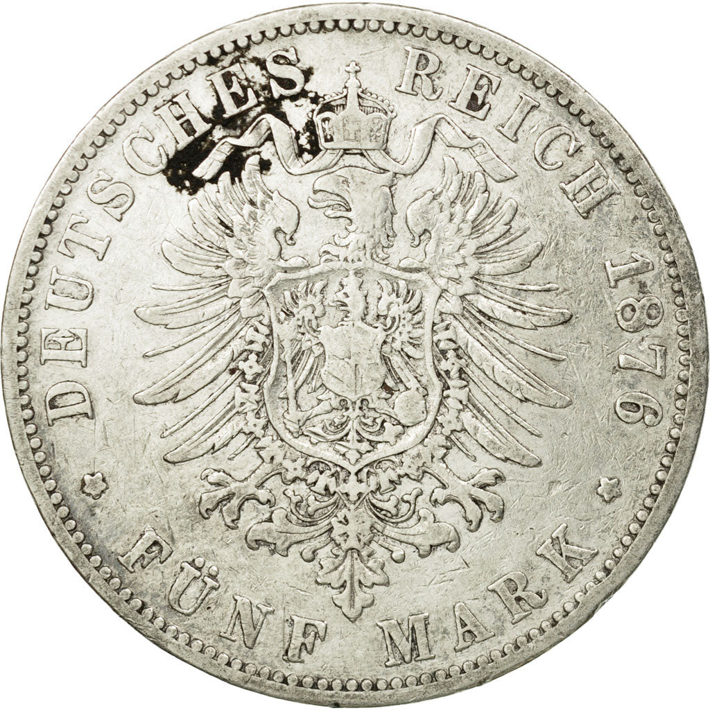 Monnaie, Etats allemands, PRUSSIA, Wilhelm I, 5 Mark, 1876, Bayreuth, TB+,KM 503