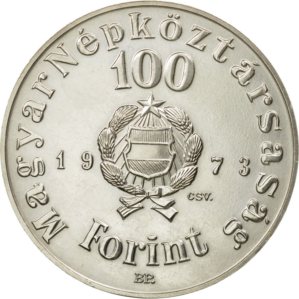 Coin, Hungary, 100 Forint, Szaz, 1973, MS(60-62), Silver, KM:600