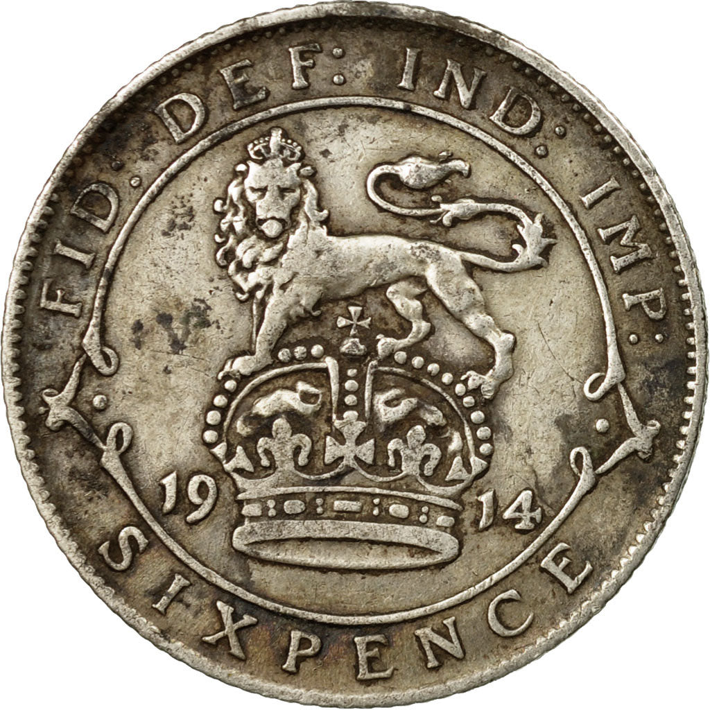 Coin, Great Britain, George V, 6 Pence, 1914, EF(40-45), Silver, KM:815