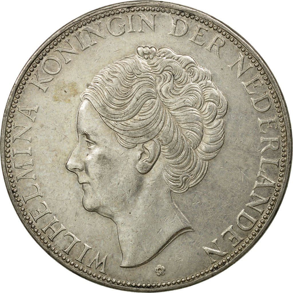 Coin, Netherlands, Wilhelmina I, 2-1/2 Gulden, 1933, AU(50-53), Silver, KM:165