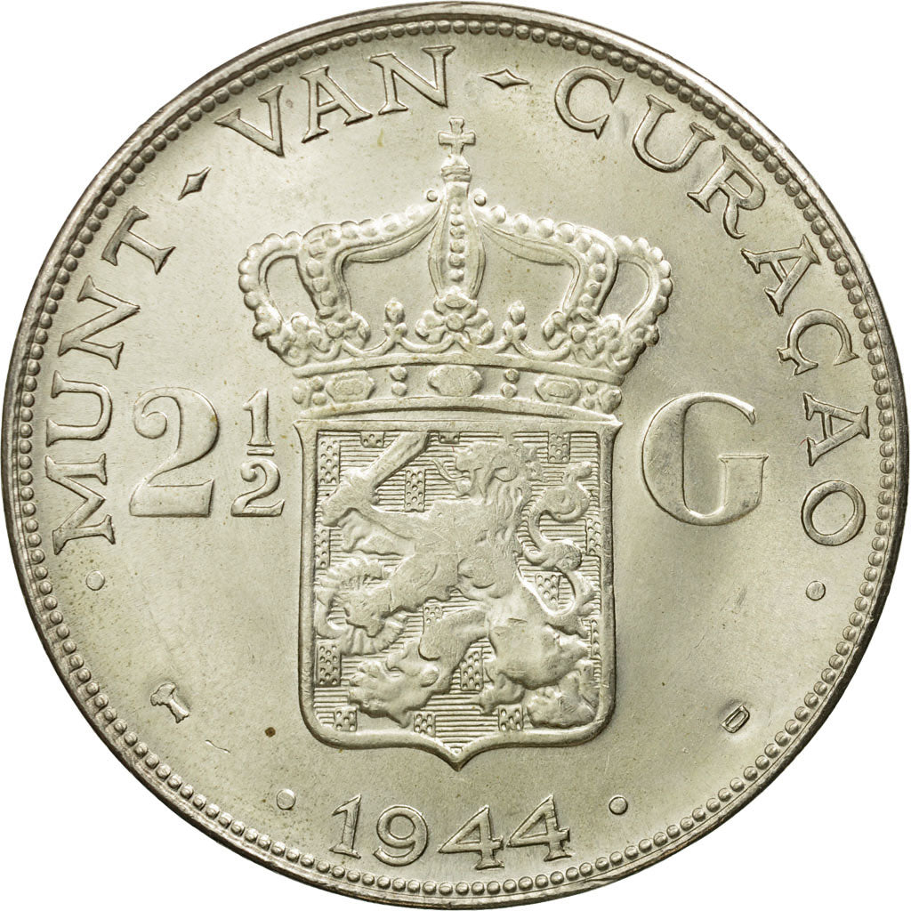 Münze, Curacao, 2-1/2 Gulden, 1944, Denver, USA, VZ, Silber, KM:46