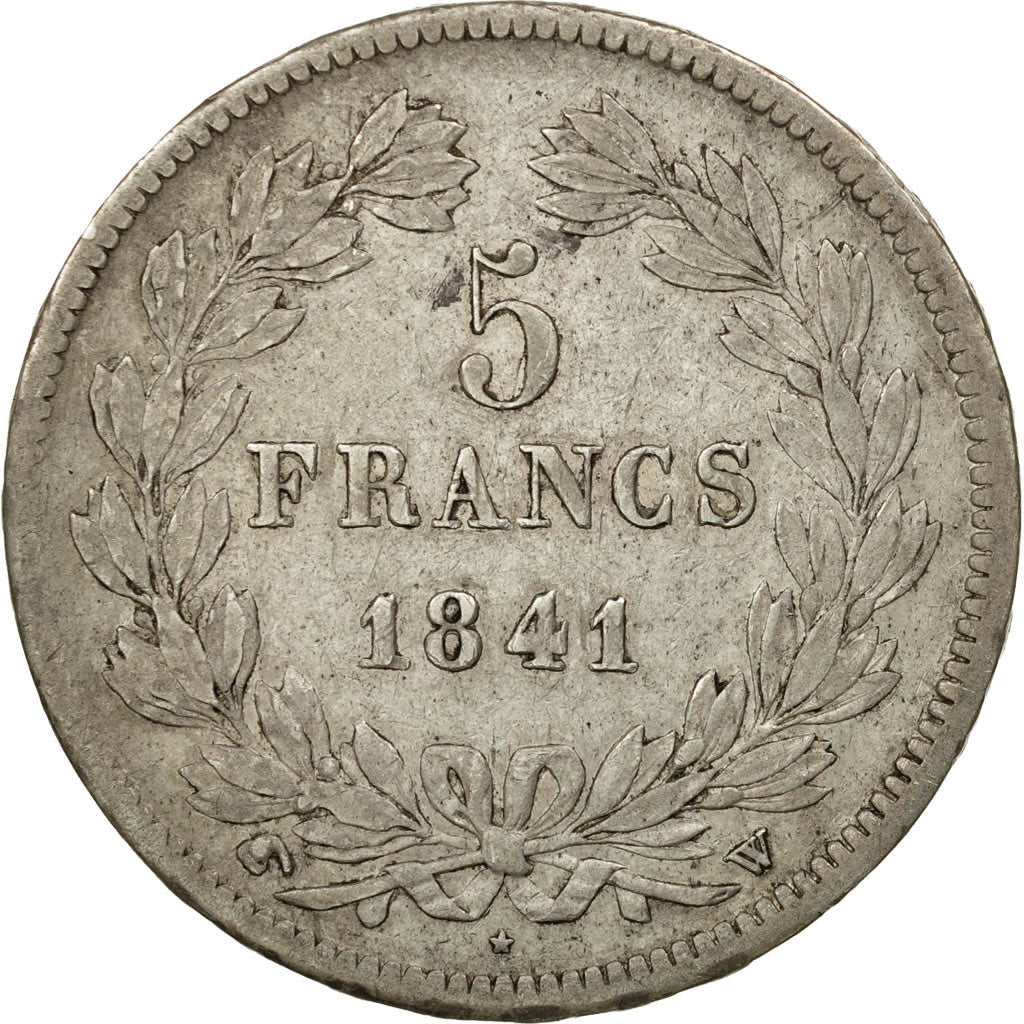 Coin, France, Louis-Philippe, 5 Francs, 1841, Lille, VF(30-35), Silver,KM 749.13