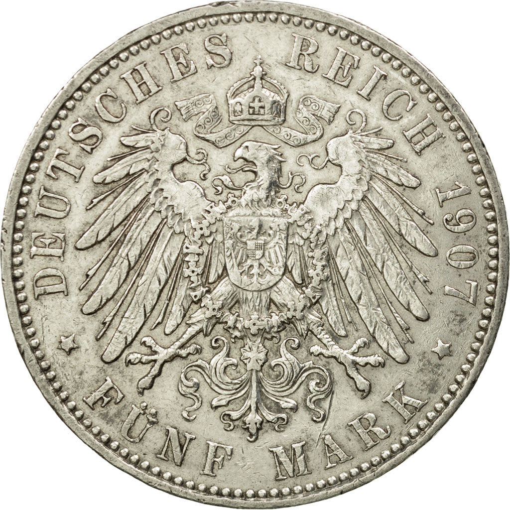 Moneta, Stati tedeschi,SAXONY-ALBERTINE,Friedrich August III,5 Mark,1907,KM 1266