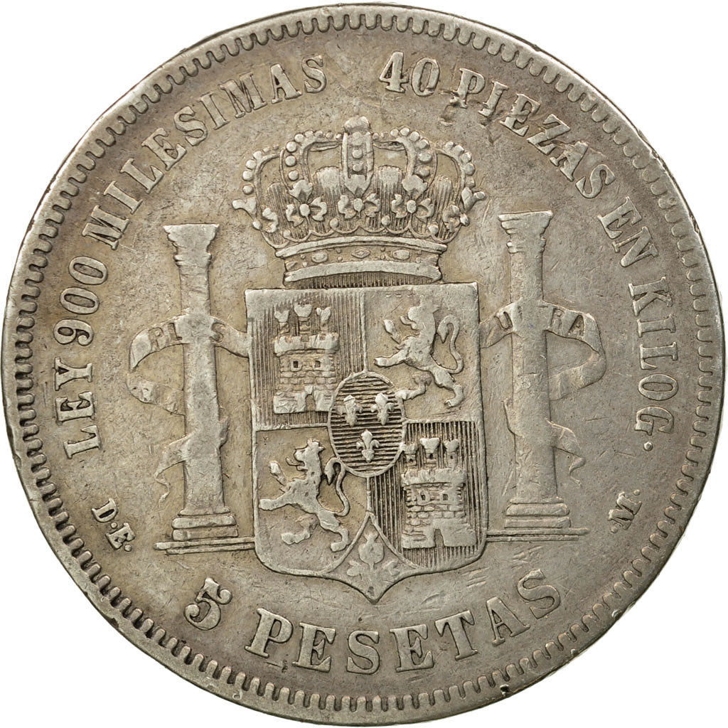 Moneda, España, Alfonso XII, 5 Pesetas, 1875, MBC, Plata, KM:671