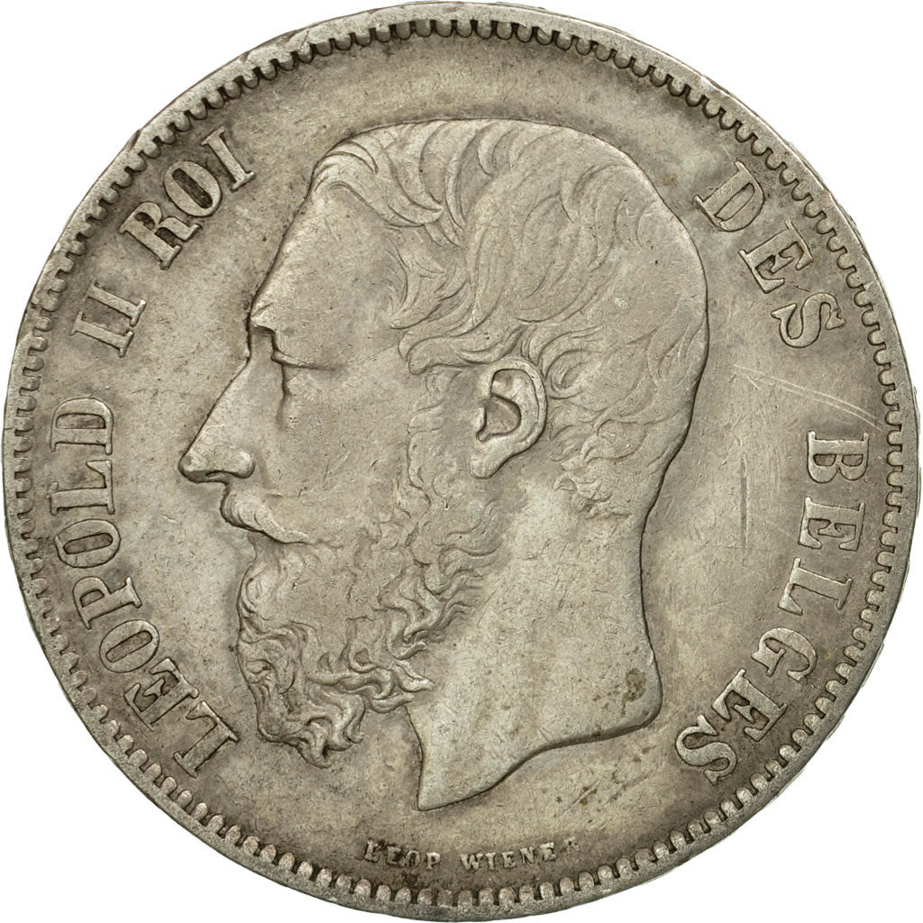 Coin, Belgium, Leopold II, 5 Francs, 5 Frank, 1868, EF(40-45), Silver, KM:24