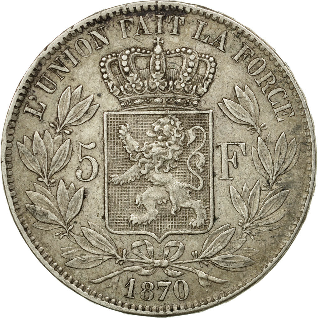 Coin, Belgium, Leopold II, 5 Francs, 5 Frank, 1870, EF(40-45), Silver, KM:24