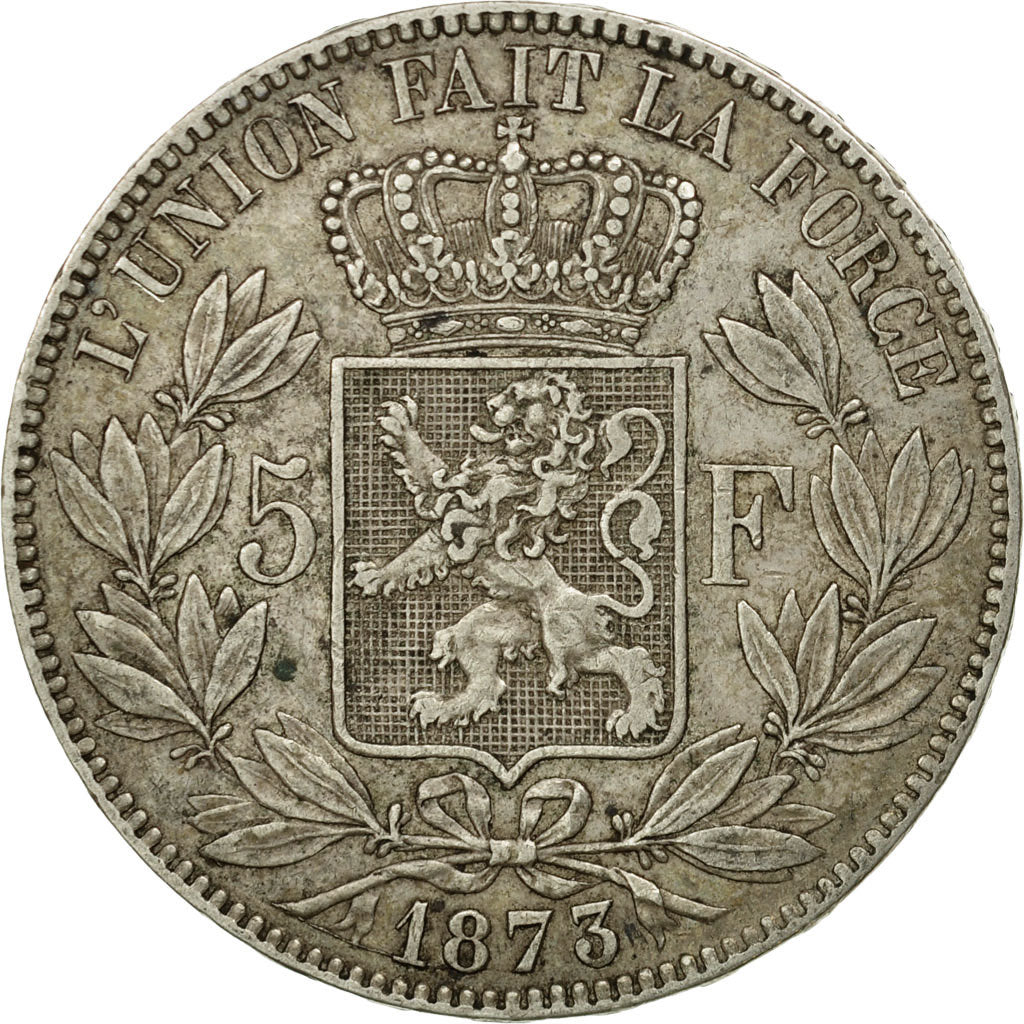 Coin, Belgium, Leopold II, 5 Francs, 5 Frank, 1873, EF(40-45), Silver, KM:24