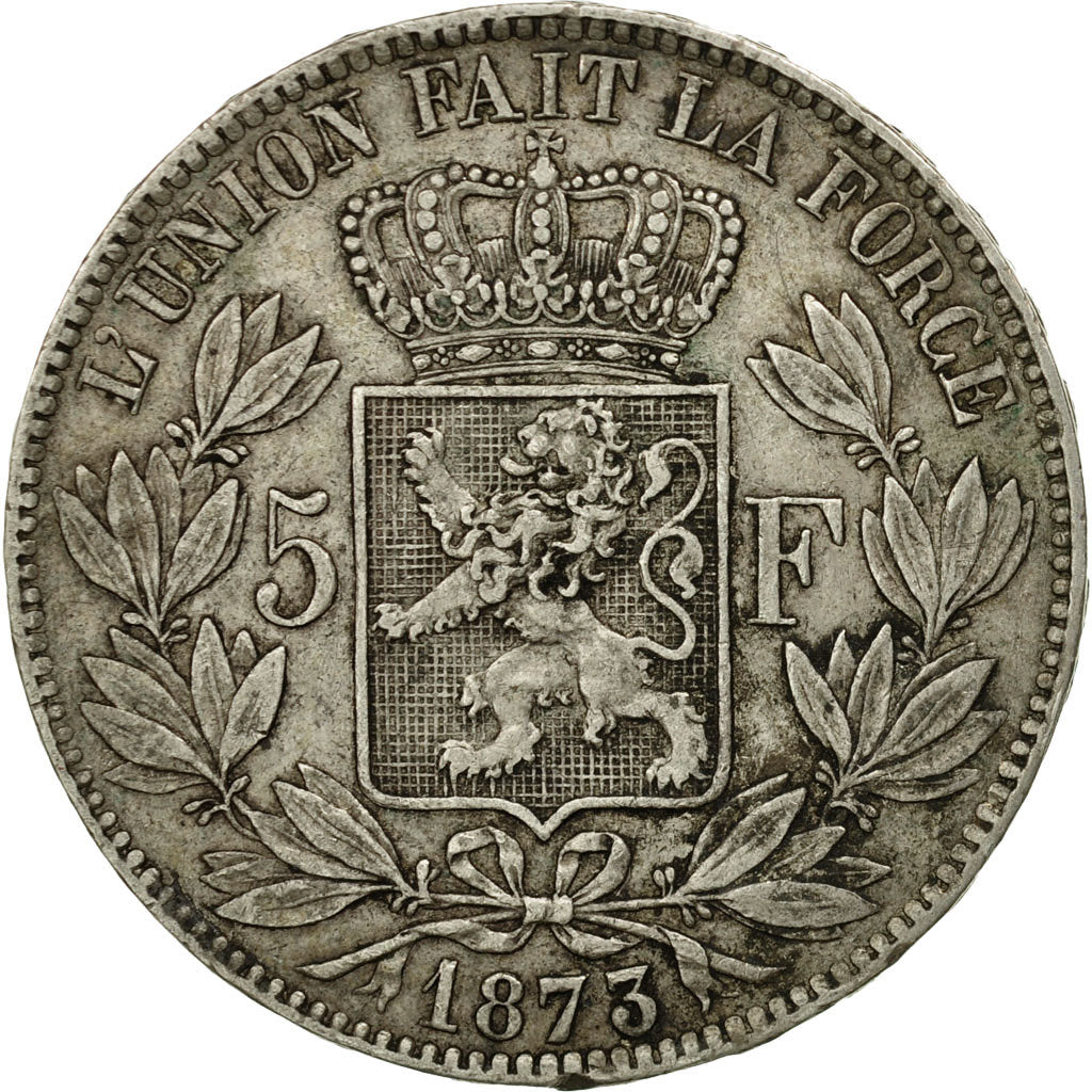 Coin, Belgium, Leopold II, 5 Francs, 5 Frank, 1873, EF(40-45), Silver, KM:24