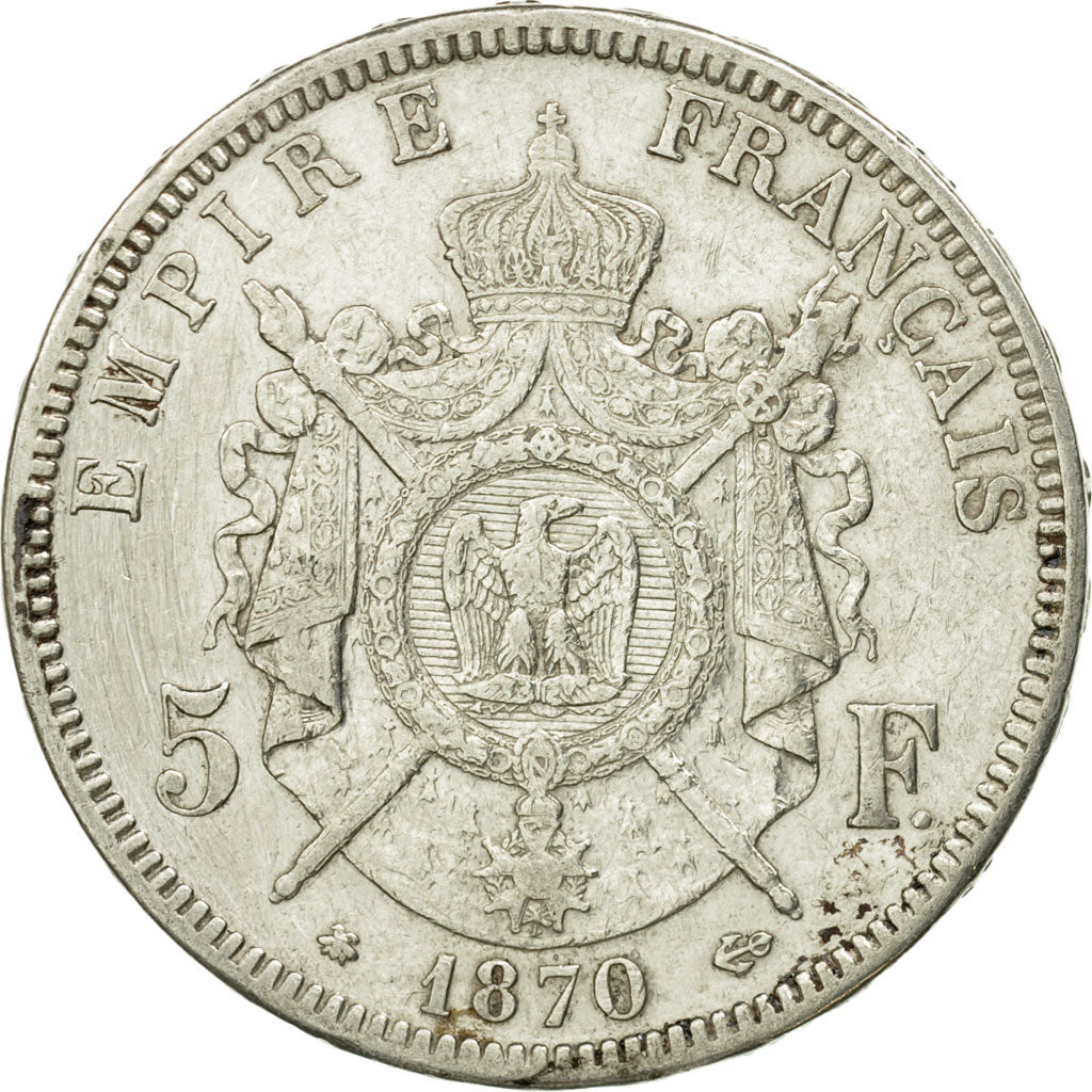 Coin, France, Napoleon III, 5 Francs, 1870, Paris, EF(40-45), KM 799.1