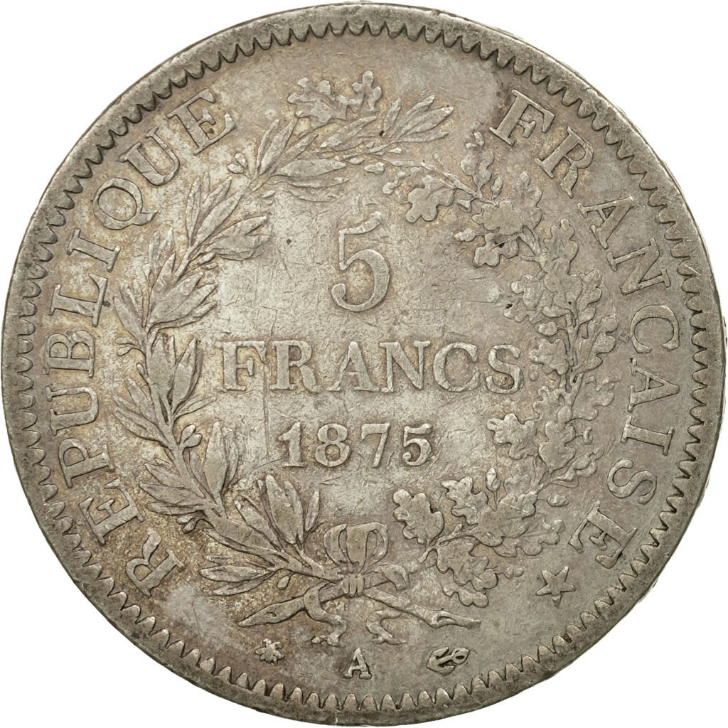 Coin, France, Hercule, 5 Francs, 1875, Paris, VF(30-35), Silver, KM:820.1