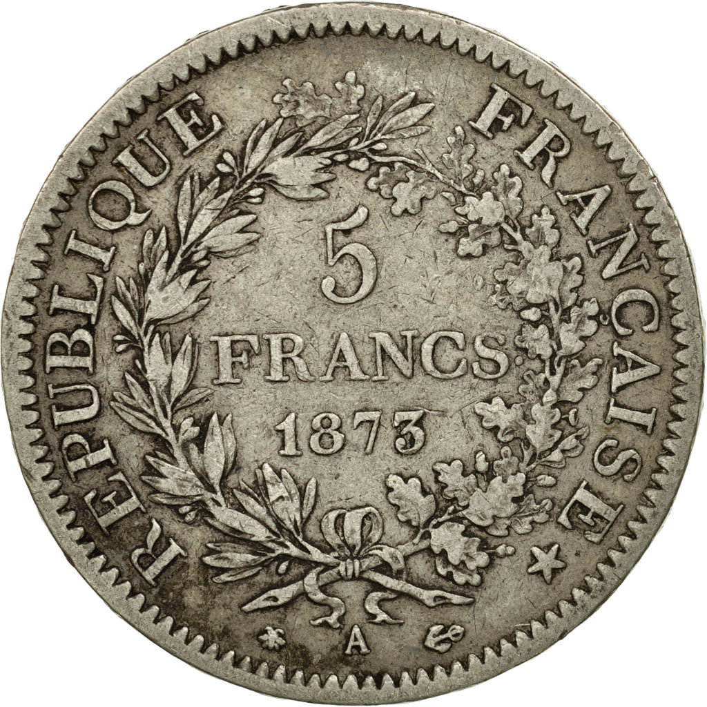 Monnaie, France, Hercule, 5 Francs, 1873, Paris,TB+,Argent,Gadoury:745a,KM 820.1