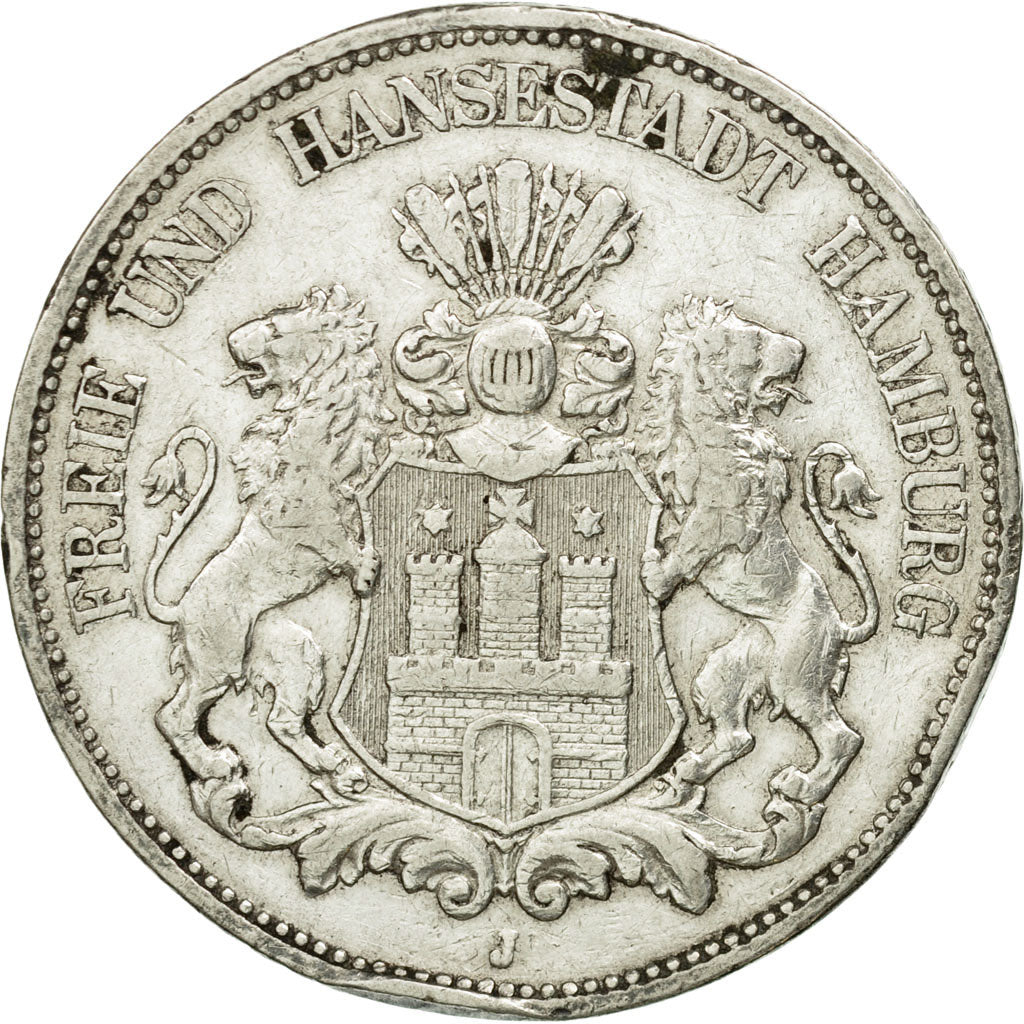 Monnaie, Etats allemands, HAMBURG, 5 Mark, 1898, Hamburg, TB+, Argent, KM:610