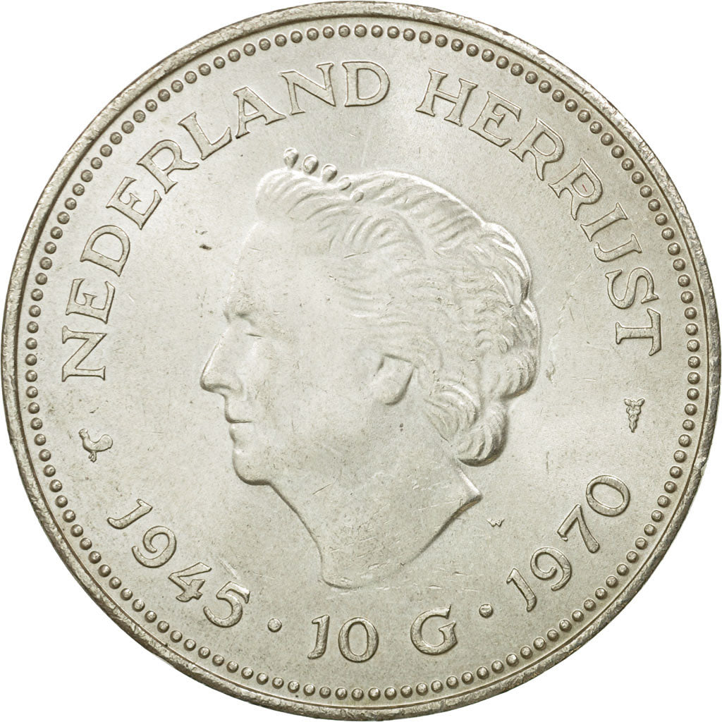 Monnaie, Pays-Bas, Juliana, 10 Gulden, 1970, SUP, Argent, KM:195