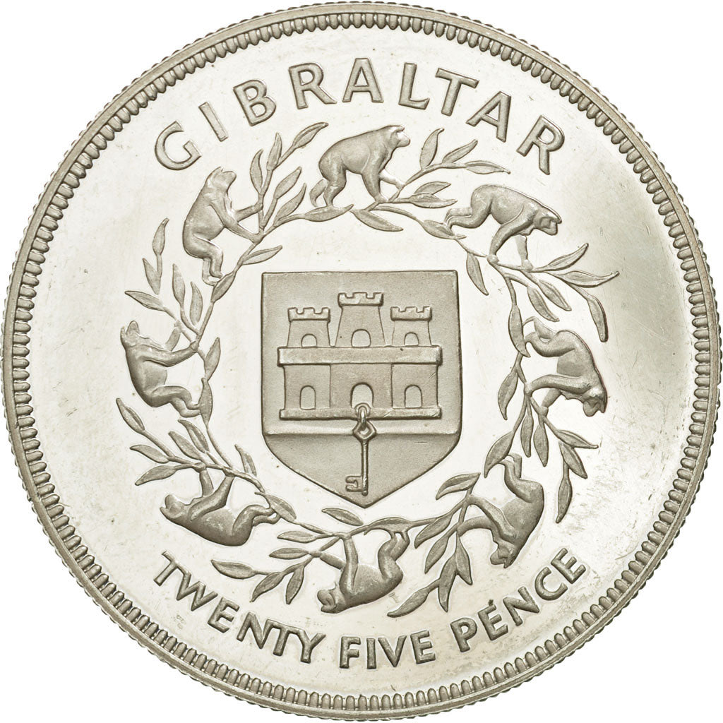 Coin, Gibraltar, Elizabeth II, 25 New Pence, 1997, AU(50-53), Silver, KM:10a